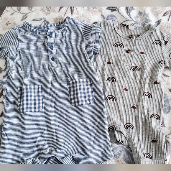 Blue And Grey Kids Onesie Piece 3 Pack Set - Picture 1 of 2